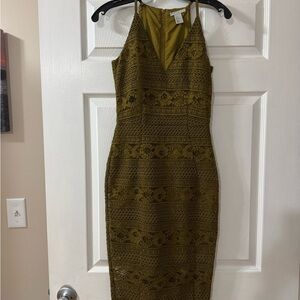 H&M Green Halter Bodycon Midi Dress